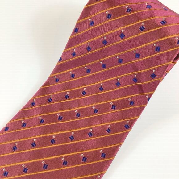 VALENTINO Red & Blue Geometric Print Men's Silk Tie - Picture 1 of 6